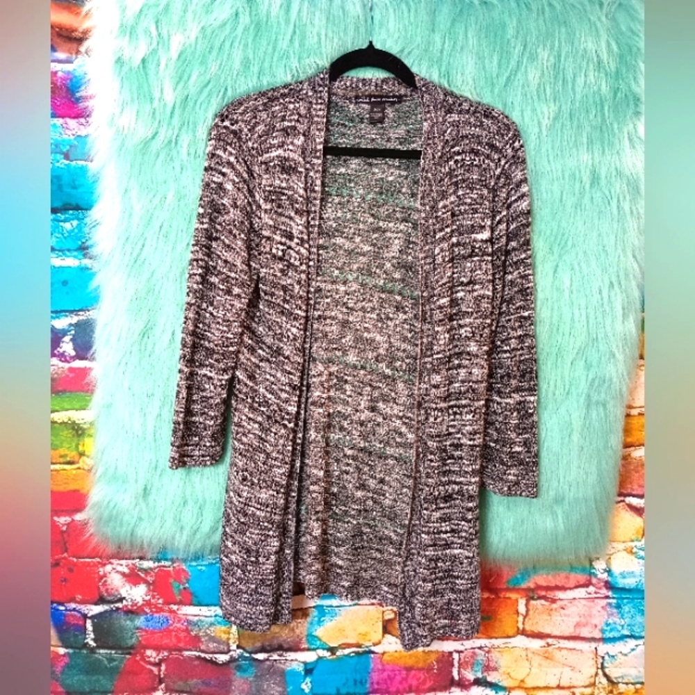 United States Sweaters Grey and White Long Sleeve Open Front Cardigan Size S